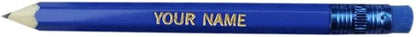 EZPENCILS & GIFTS - Golf Pencils Tipped with Eraser (1/2 a Pencil) - Sea Blue Colored Barrel - FREE-PERSONALIZATION - 2HB Black Lead - Custom Text - Non-Smear Eraser – Package of 10