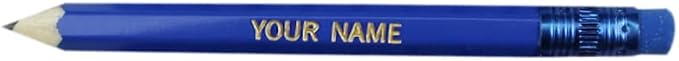 EZPENCILS & GIFTS - Golf Pencils Tipped with Eraser (1/2 a Pencil) - Sea Blue Colored Barrel - FREE-PERSONALIZATION - 2HB Black Lead - Custom Text - Non-Smear Eraser – Package of 30