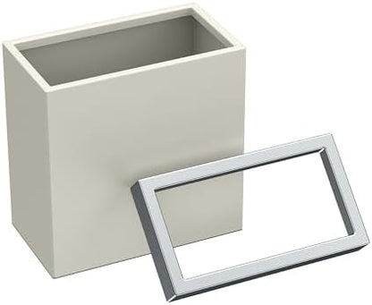 Gatco Modern Rectangle Wastebasket, Matte Pearl and Chrome Combo - Stainless Steel Trash Can with Removable Lid, Leakproof, 3 Gallon Capacity for Bathroom, Bedroom, Kitchen, or Office