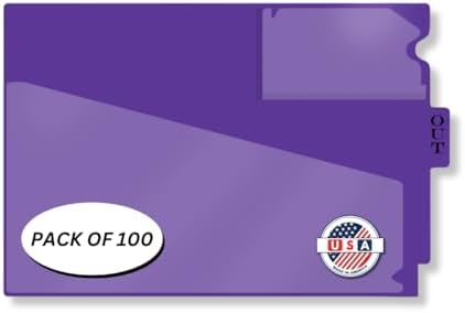 Doctor Stuff - Center Tab Vinyl Out Guides, Diagonal Cut Front Pocket, Top Charge Out Slip Pocket, Plastic File Folder, Letter Size 9" x 13-1/4", Purple, 100/Box