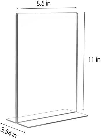 Relx Acrylic Sign Holder 8.5 x 11, Plastic Frame Flyer Holder, Double Frames Clear Acrylic Display Stand for Store, Restaurant (6 pack)