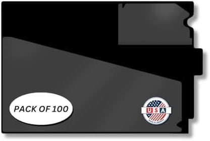 Doctor Stuff - Center Tab Vinyl Out Guides, Diagonal Cut Front Pocket, Top Charge Out Slip Pocket, Plastic File Folder, Letter Size 9" x 13-1/4", Black, 100/Box