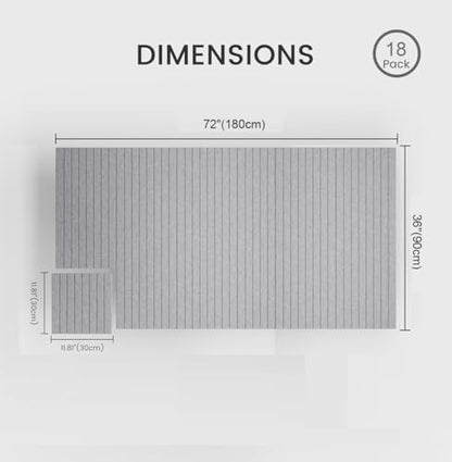 Large Felt Bulletin Board 72"x 36"-18 Felt Tiles Cork Board Wall Panels Home Office Wall Fabric Pin Board for Classroom/Kids Art Display/Photo Picture Wall/Acoustic,Self-Adhesive,Light Grey