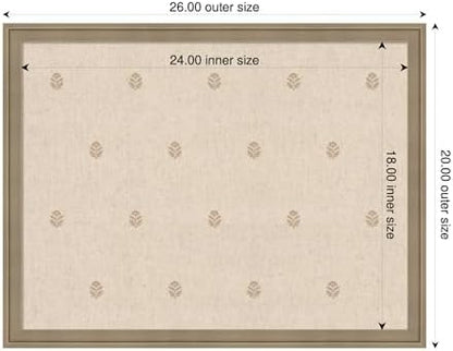 Kate and Laurel Framed Fabric Pinboard 26 x 20, Beige Botanical Block Print Printed Linen Classic Bulletin Board for Use as a Vision Board or Wall Organization, Florence Light Brown Frame