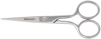 Westcott 5in Forged Fabric and Paper Scissors, Precision Scissors for Embroidery Detail, Sewing, Quilting, Tailoring, Arts and Crafts