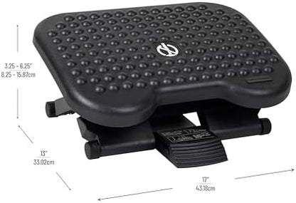Mind Reader Foot Rest, Under Desk at Work, Ergonomic, Height Adjustable, Office, Plastic, 17" L x 13" W x 6.25" H, Black (Pack of 5)