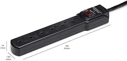 Amazon Basics 6-Outlet Surge Protector Power Strip with 200J Protection, Circuit Breaker, 2ft Extension Cord, Black, 20-Pack
