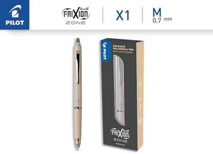 PILOT - Frixion Ball Zone Beige in gift box - Premium erasable retractable pen with thermosensitive ink - Refillable and ergonomic rollerball pen - Black ink - Medium point