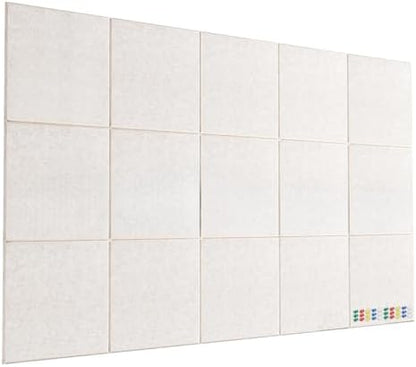 Garvee Self-Adhesive Large Felt Bulletin Board - 15-Pack Decorative Memo Pinboards with 30 Pushpins, Cork Board Alternative for Wall Display, Sound Dampening, for Office, Home, or School - Light Beige