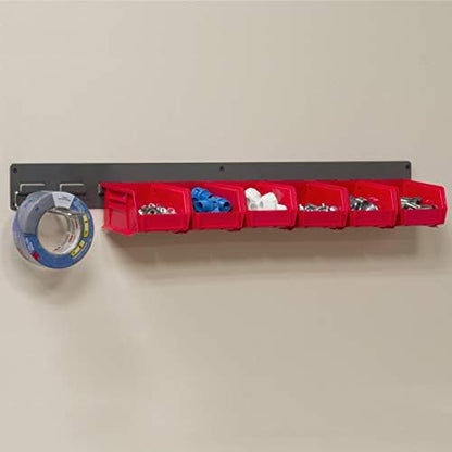 Akro-Mils 30632 Heavy Duty Wall Mount Garage Storage Steel Louvered Rail | Wall Storage Bin Hanging Organizer System for AkroBins, 32-Inch W x 3-Inch H, 2-Pack, Grey