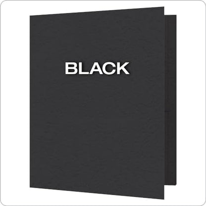 Oxford Two-Pocket Folders w/Fasteners, Black, Letter Size, 25 per Box (57706)