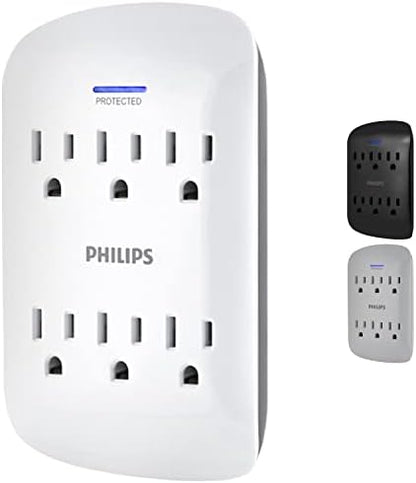 GE Home Electrical GE UltraPro Surge Protector Plug with Alarm, Outlet Extender, Plug Adapter, Appliance, Refrigerator, End of Service, 1080 Joules, Warranty, UL Listed, White, 38124