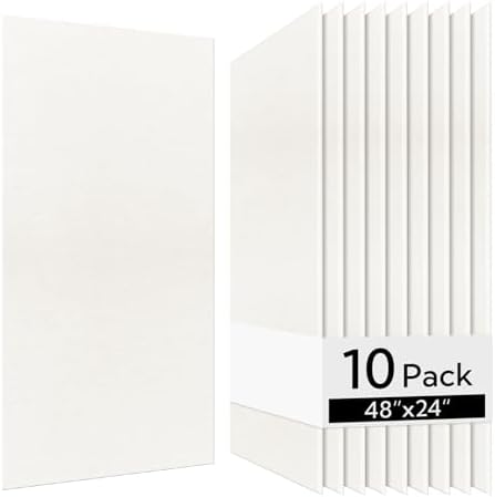 Olanglab Acoustic Wall Panels, 10 Pack, 48" x 24", Plain White
