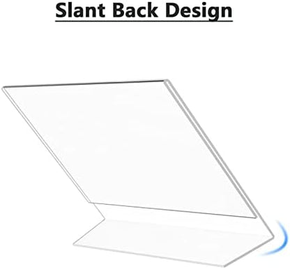 MaxGear Acrylic Sign Holder 4 x 6 Inches 12 Pack, Horizontal L Shape
