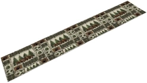 Rustic Cabin Moose Deer Bear Table Runner, Retro Bear Cottage Country Style Cabin Farmhouse Dinner Runner for Home Kitchen Dining Table Decoration 13x70inch