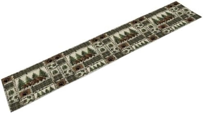 Rustic Cabin Moose Deer Bear Table Runner, Retro Bear Cottage Country Style Cabin Farmhouse Dinner Runner for Home Kitchen Dining Table Decoration 13x108inch