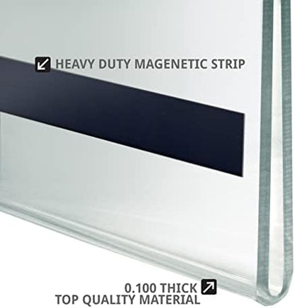 Azar Displays 129937 17" W x 11" H Horizontal U-Frame with Magnetic Strips, 10-Pack, clear