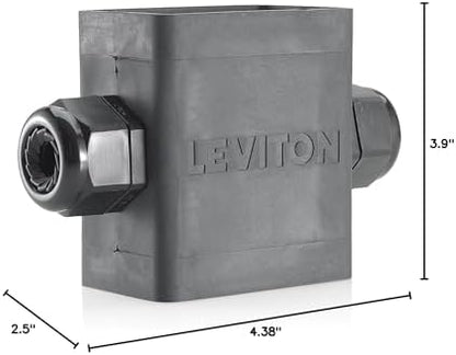 Leviton Portable Outlet Box, Single-Gang, Extra Deep, Feed-Through Style, Cable Diameter 0.59-Inch, 1.000-Inch, 3099F-2E, Black