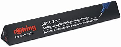 rOtring 600 Mechanical Pencil | 0.7 mm | Blue All-Metal Body Propelling Pencil | Non-Slip Knurled Grip & Hexagonal Barrel