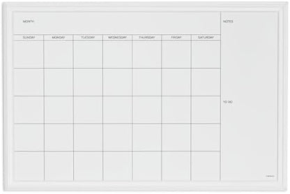 U Brands Magnetic Dry Erase Calendar White Board, 30" x 20", White Wood Style Frame, Includes Magnets