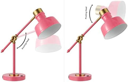 JONATHAN Y Allegra Metal Task Desk Lamp USB Port 18.5", Pink/Brass Gold