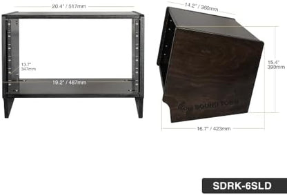 Sound Town DIY 6U Slanted Desktop Turret Studio Rack for Home Studio and Recording Room, Baltic Birch Plywood, Black Espresso (SDRK-6SLD)