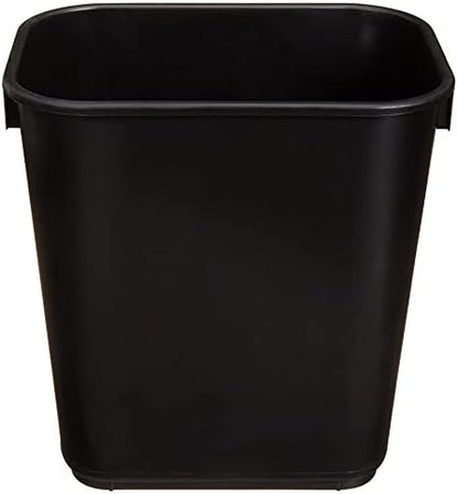 Amazon Basics Small Rectangular Commercial Office Wastebasket, Easy to Clean,11.4"L x 8"W x 12"H , 3 Gallon, Black, 2-Pack