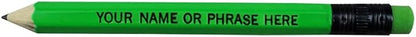 EZPENCILS & GIFTS - Golf Pencils Tipped with Eraser (1/2 a Pencil - Pew Pencils) - Neon Assorted Colored Barrel - FREE-PERSONALIZATION - 2HB Black Lead - Custom Text - Non-Smear Eraser – Package of 60
