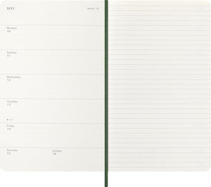 Moleskine 2027 12-Month Weekly Planner, Large, Myrtle Green, Softcover