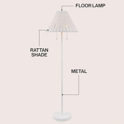 JONATHAN Y Nando 2-Light Coastal Rattan Floor Lamp 61", White