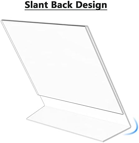 MaxGear Acrylic Sign Holder 8.5x11 Inches Horizontal 6 Pack, Slant Back