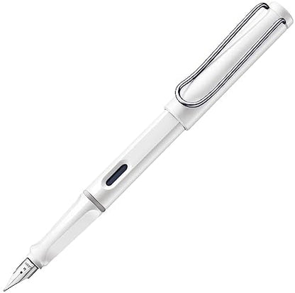LAMY safari white - Fountain Pen with ergonomic grip & polished steel nib in size F - ideal for any Writing & Calligraphy - including LAMY T 10 blue cartridge - Right-Handed