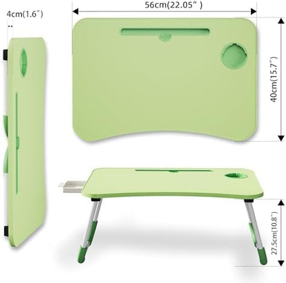 Lap Desk Bed Trays for Eating and Laptops Breakfast in Bed Tray for Sofa/Couch/Study/Reading/Writing with Cup Holder/Drawer On Low Sitting Floor Large Portable Foldable (Green)