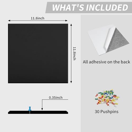 48" x 24" Cork Board Alternative, 8 Pack Felt Bulletin Board Tiles with 30 Adhesive Tabs Wall Push Pin Board for Office Classroom Bedroom Decor