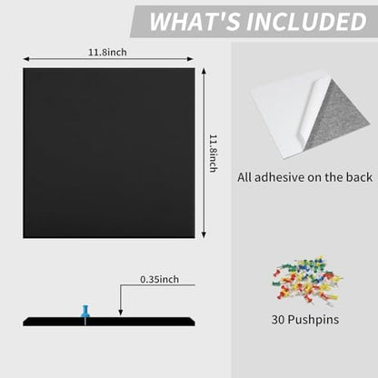 48" x 24" Cork Board Alternative, 8 Pack Felt Bulletin Board Tiles with 30 Adhesive Tabs Wall Push Pin Board for Office Classroom Bedroom Decor