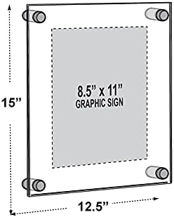 Azar Displays 105514-GLD Acrylic Floating Double Panel Wall Frame,8.5" x 11" Graphic Size, Overall Frame Size:12" x 15", Gold