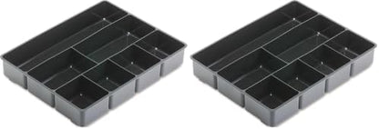 Rubbermaid Extra Deep Desk Drawer Director Tray, Plastic, 11.875 x 15 x 2.5 Inches, Black (Pack of 2)