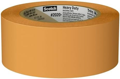 Scotch Heavy Duty Painter's Tape, 3 Rolls, 1.88 in x 60.1 yd, for Use On Vinyl, Carpet, Metal, & Plastic, Indoor & Outdoor Masking Tape, Bonds Aggressively, 3-Day Clean Removal (2020+-48EP3)