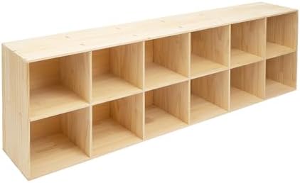 12 Cube Storage Organizer - Solid Wood Bookshelf - Cube Shelf - Vertical or Horizontal Bookcase - Open Book Shelf - Easy Assembly for Bedroom, Living Room, Office