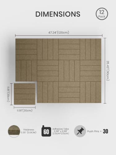 Bumusty 48" x 36" Large Cork Board Alternative, Earth Brown