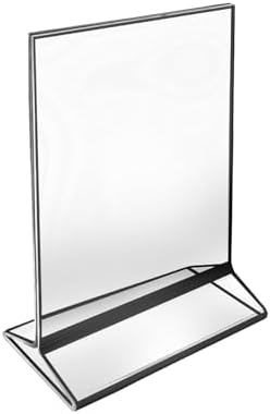Azar Displays 152799-SLV-5PK Silver Trim Double-Sided Clear Acrylic Frames – Elegant Display Frames for Weddings, Events, and Photos | Premium 5x7 Tabletop Sign Holders (5-Pack)
