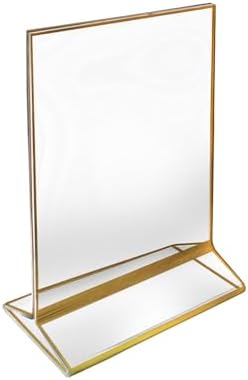 Azar Displays 152799-GLD-5PK Gold Trim Double-Sided Clear Acrylic Frames – Elegant Display Frames for Weddings, Events, and Photos | Premium 5x7 Tabletop Sign Holders (5-Pack)