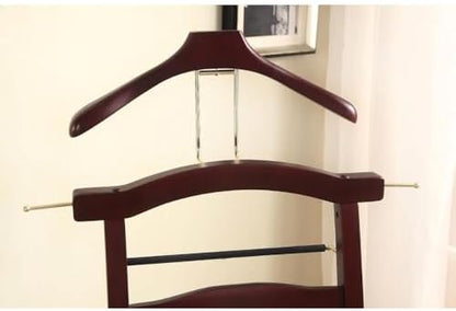 Executive Office Chair with Clothes Hanger and Valet Stand Ergonomic Rolling Desk Chair with Coat Rack and Storage for Home Office Workstation, Mahogany