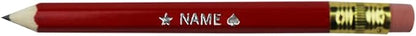 EZPENCILS & GIFTS - Golf Pencils Tipped with Eraser (1/2 a Pencil - Pew Pencils) - Red Colored Barrel - FREE-PERSONALIZATION - 2HB Black Lead - Custom Text - Non-Smear Eraser – Package of 30