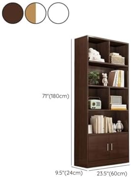 Closed Back Cabinet Wood Standard 9.5'' Wide Bookcase Bookshelf Storage Rack Multi-Layered Storage Shelf Cabinet Display Unit Integrated Against the Wall Black Oak 23.6" L x 9.4" W x 70.9" H