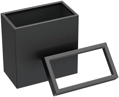 Gatco Small Bathroom Trash Can with Lid, Rectangle 3 Gallon Stainless Steel Wastebasket, Under Sink, Matte Black, for Bathroom, Bedroom, Office (1918)
