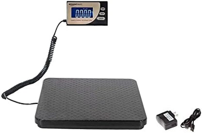 Amazon Basics Digital Postal Scale with Tare Function, Heavy Duty, Aluminium Platform, 440 lb Capacity, Digital Shipping, Portable, Black, 440 lb (Pack of 5)