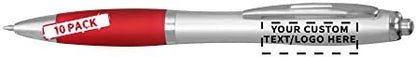 DISCOUNT PROMOS Custom Colored Grip Gel Pens Set of 10, Personalized Bulk Pack - Great for Office, School, Business, Tradeshows, Events - RedBI