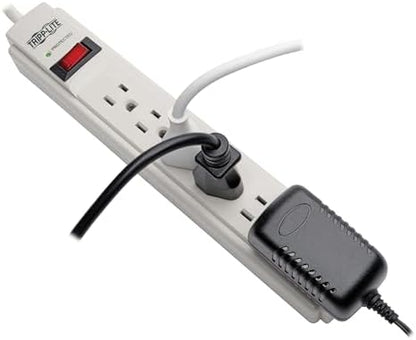 Tripp Lite 6 Outlet Surge Protector Power Strip, Black, 8ft Cord, Tel/Modem Protection, RJ11, $20,000 INSUANCE (TLP608TEL), Light Gray