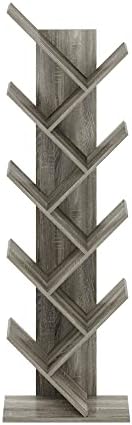 Furinno TREE Book Shelf, 9-Tier Bookshelf, Tree Bookcase with Angled Open Shelf, 8.4 x 15.7 x 50.9, Corner Shelf for Room Decor, for Living Room, Bedroom, Home Office, French Oak